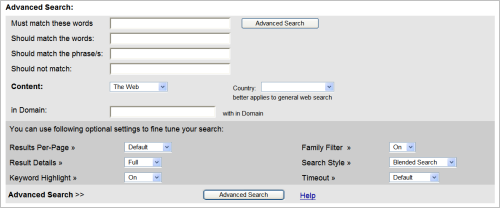 advanced search interface